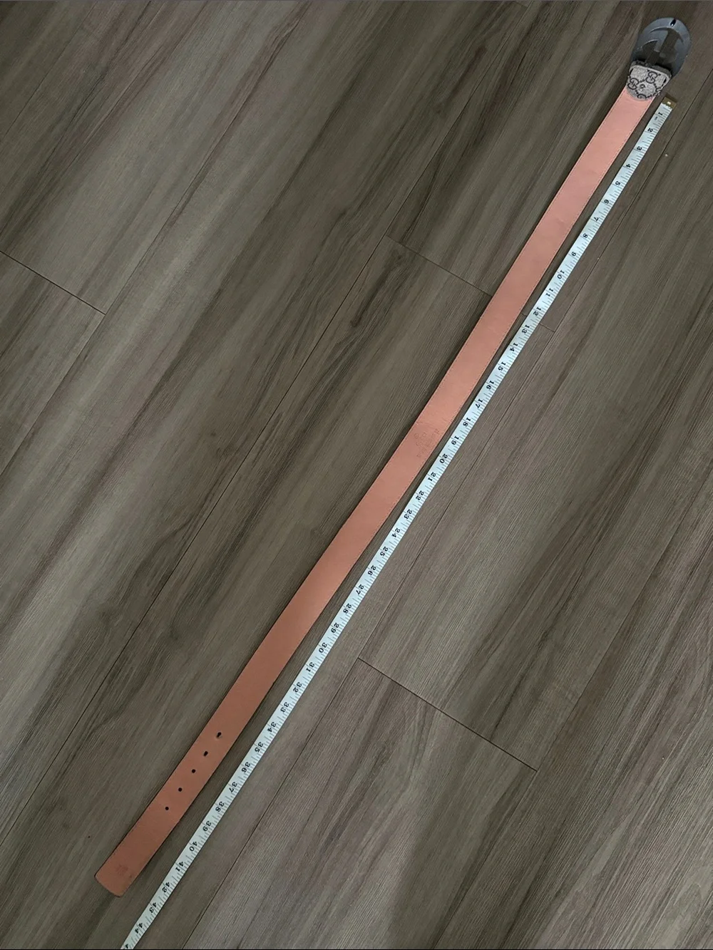 Beige GG Supreme Canvas Belt with Black Double G Buckle
